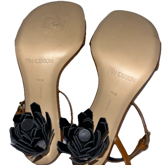 JW ANDERSON Tassel Heel Sandals Brown Black Leather Ankle Strap 38.5 EU 8.5 US - Picture 12 of 14